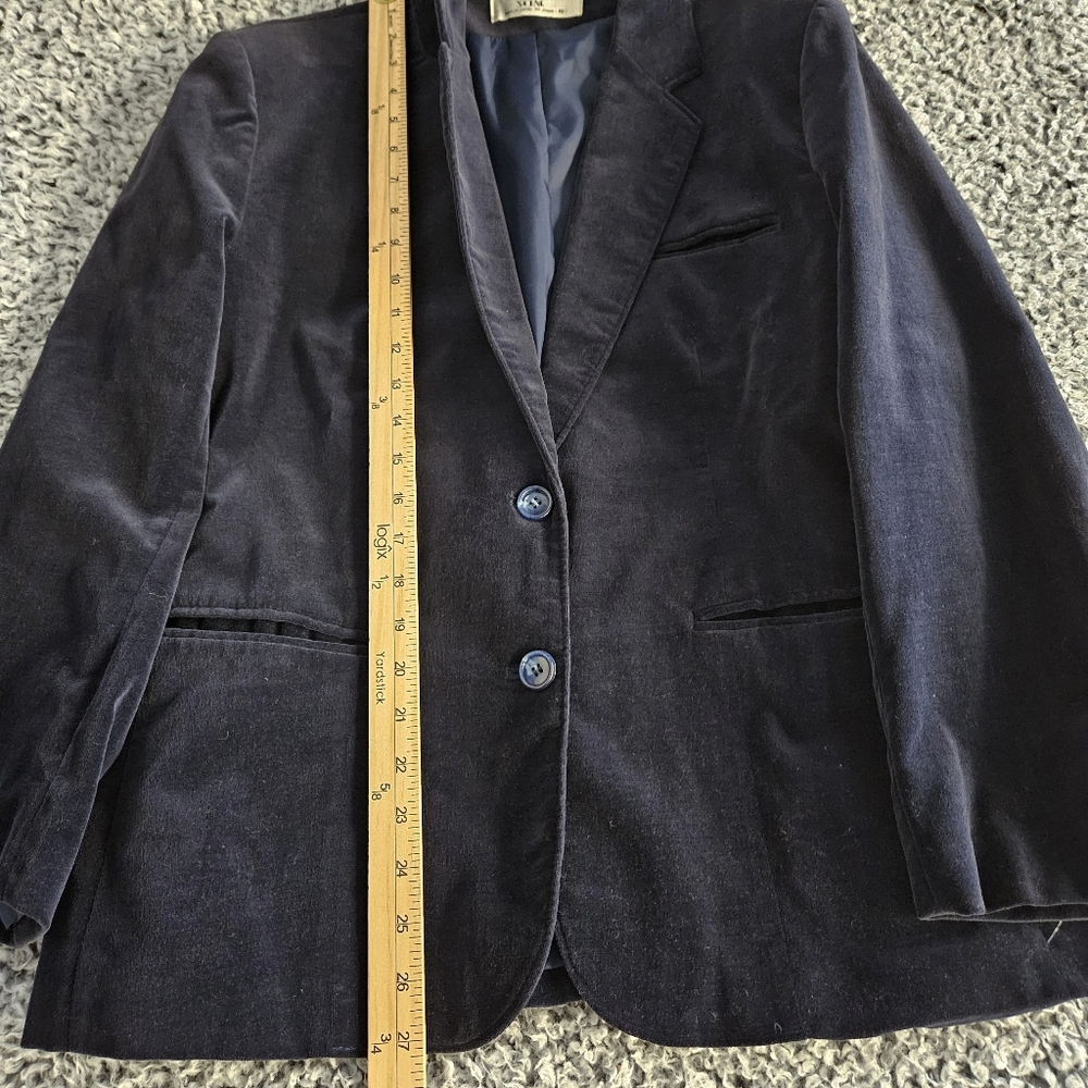 Vintage Women's Blue Velvet Blazer Size 18 Large L Changing Scene Made in Japan - Picture 12 of 13